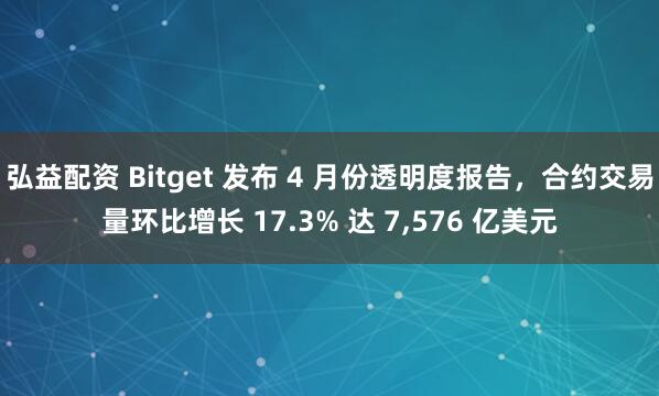弘益配资 Bitget 发布 4 月份透明度报告，合约交易量环比增长 17.3% 达 7,576 亿美元