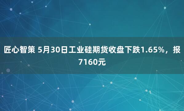 匠心智策 5月30日工业硅期货收盘下跌1.65%，报7160元